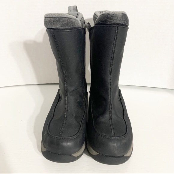 Lands End Kids Nylon Snow Weather Boots Boy Girl Black Gray Size 12M Youth ⬛️⬜️ - Picture 4 of 13